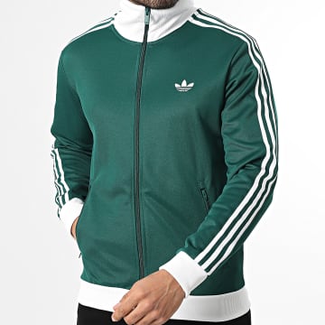 Adidas Originals - Chaqueta con cremallera a bandas Classic KE1666 Verde Blanco
