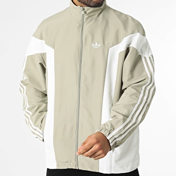 Adidas Originals - Veste Zippée A Bandes Windbreak KB7523 Beige Blanc
