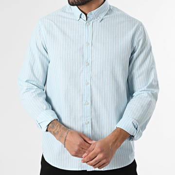 Blend - Overhemd Lange Mouwen Gestreept 20720269 Lichtblauw Wit