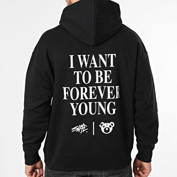 Sale Môme Paris - Sudadera con Capucha Relaxed Forever Young Negro Blanco