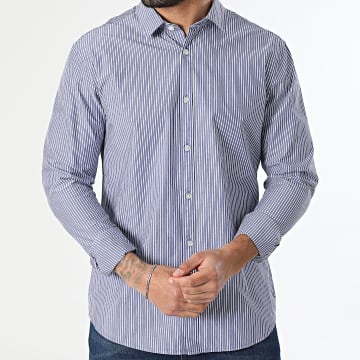 Teddy Smith - Shirt Long Sleeves Striped Carton 10711547D Navy Blue White