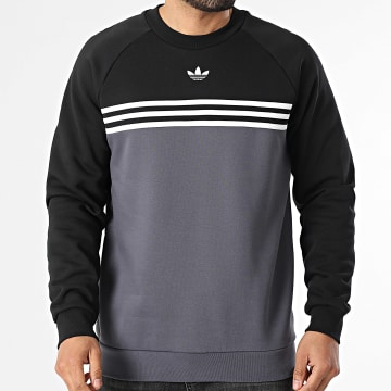 Adidas Originals - Sweat Crewneck Chest Stripes KE2133 Noir Gris Anthracite