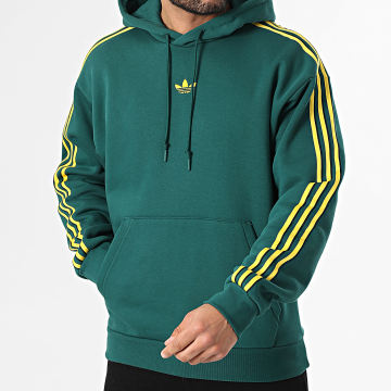 Adidas Originals - Sweat Capuche A Bandes HD KE2150 Vert Jaune