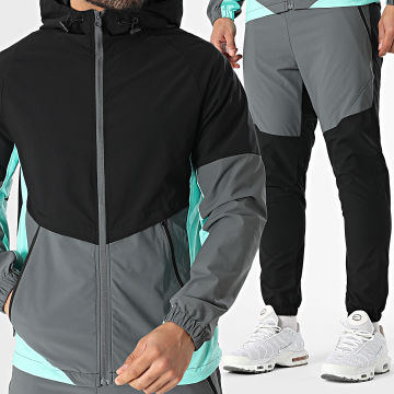 Zayne Paris  - Ensemble De Survetement 241 Noir Gris Anthracite Vert