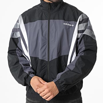 Adidas Originals - Veste Zippée A Bandes Santiago TT KS8326 Noir Gris Anthracite