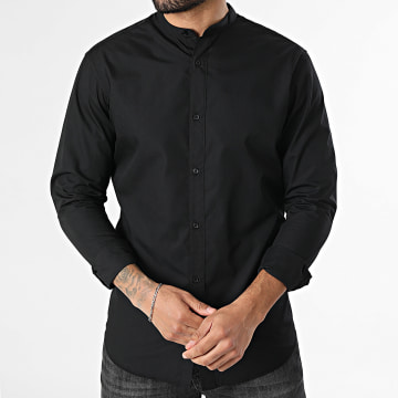 Jack And Jones - Overhemd Lange Mouwen Mao Kraag Zwart