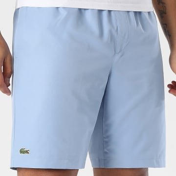 Lacoste - Pantalón corto pantalón chándal Diamantado Logo Bordado Cocodrilo Azul Claro