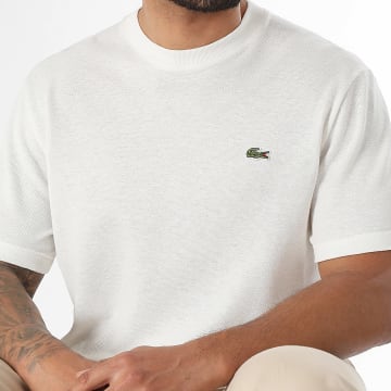 Lacoste - Tee Shirt Lin Logo Brodé Crocodile Classic Fit Beige Clair