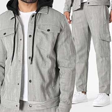 MTX - Set aus Jacke mit Kapuze und Druckknöpfen und Cargo-Hose 353 Hellgrau
