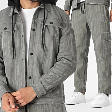 MTX - Set Jacke Kapuze Knopfleiste und Cargo Hose 353 Grau