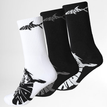 Shark Life - Pack of 3 Pairs of Logo Socks Black White Anthracite Grey