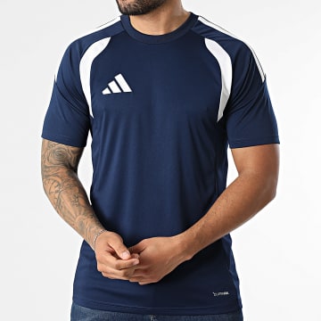 Adidas Sportswear - Tee Shirt Slim Fit A Bandes Tiro 26L Jersey KB1360 Bleu Marine Blanc