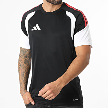 Adidas Sportswear - Tee Shirt Slim A Bandes Tiro 26L KB1357 Noir Blanc