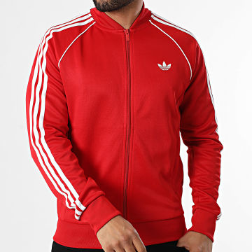 Adidas Originals - Veste Zippée A Bandes SST TT KE1670 Rouge Blanc