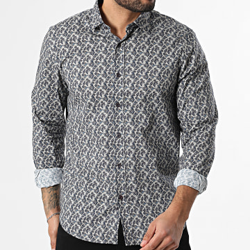 Classic Series - Camisa Manga Larga 030 Beige Azul Marino
