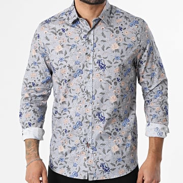 Classic Series - Camisa Manga Larga 055 Gris Beige Azul Floral