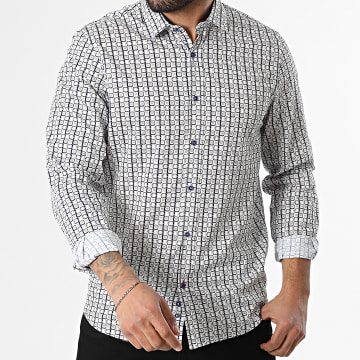 Classic Series - Camisa Manga Larga 046 Blanco Beige Azul Marino