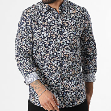Classic Series - Camisa Manga Larga 057 Azul Marino Multi Floral