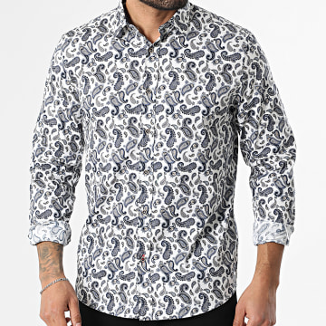 Classic Series - Camisa Manga Larga 045 Blanco Azul Marino