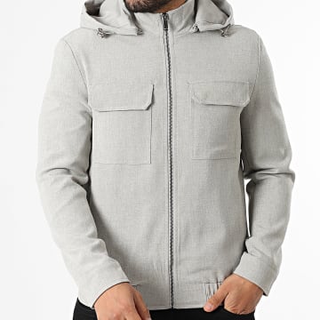 Frilivin - Chaqueta con capucha con cremallera 018 Gris Jaspeado