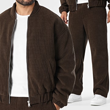 Frilivin - Tracksuit Zipped Jacket And Textured Trousers 489 Brown