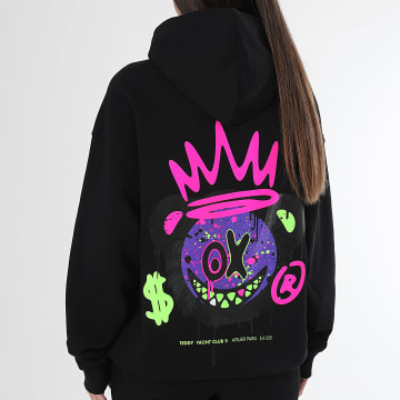 Teddy Yacht Club - Sweat Capuche Relaxed Femme Vision Noir