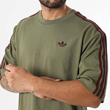 Adidas Originals - Tee Shirt A Bandes 3 Stripes KE1590 Vert Kaki Bordeaux