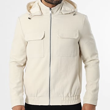 Frilivin - Chaqueta con capucha con cremallera 018 Beige Claro