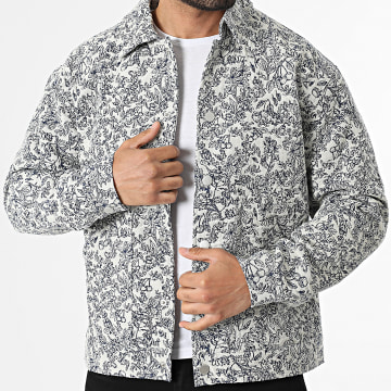 Frilivin - Chaqueta abotonada 597 Beige Azul Marino Floral