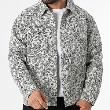 Frilivin - Veste Boutonnée 597 Beige Noir Floral
