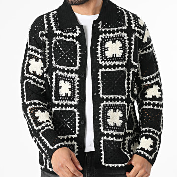 Frilivin - Camisa de manga larga calada 907 Negro Beige