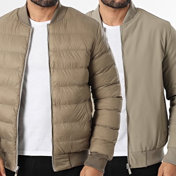 Frilivin - Chaqueta con cremallera reversible Z82 Verde kaki