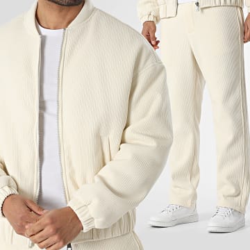 Frilivin - Set Jacke Zipp und Textur Hose 489 Hellbeige