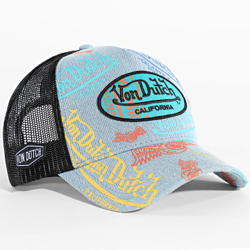 Von Dutch - Casquette Trucker Cafe Bleu Denim Noir Multi