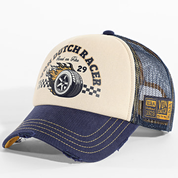 Von Dutch - Casquette Trucker Crew Beige Bleu Marine