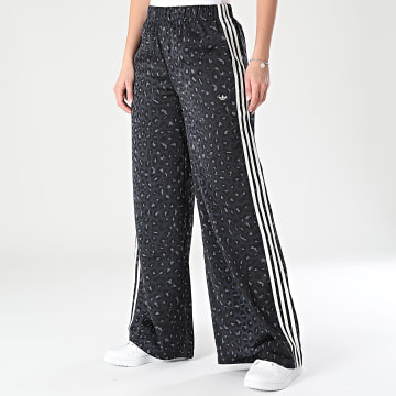 Adidas Originals - Pantalón chándal con bandas mujer Satin Wide Leg KA2667 Gris Antracita Negro Blanco Leopardo