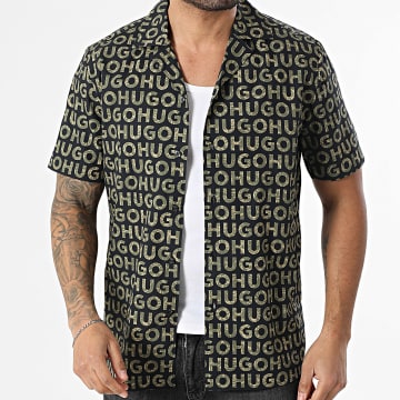 HUGO - Overhemd Korte Mouwen Ellino 50555792 Zwart Groen Kaki