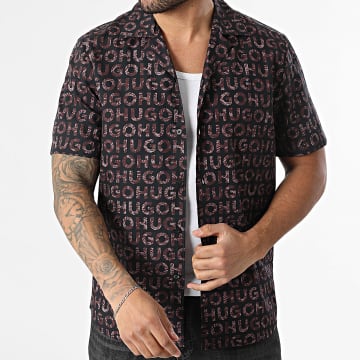 HUGO - Overhemd Korte Mouwen Ellino 50555792 Zwart Bruin