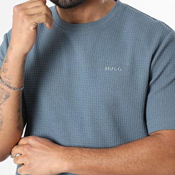 HUGO - Tee Shirt Texturé Austin 50532011 Bleu