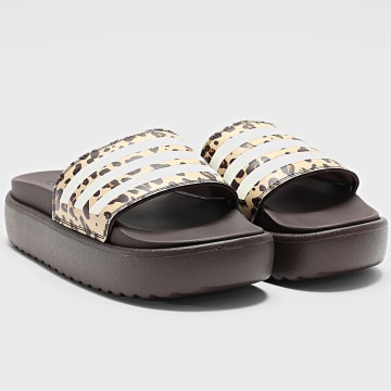 Adidas Sportswear - Claquettes Femme Adilette Platform JR9234 Marron Léopard