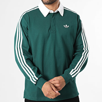 Adidas Sportswear - Sweat Col Boutonné 3 Stripes KE3572 Vert Blanc