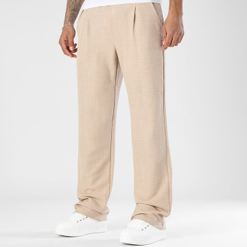LBO - Pantalon Flare Effet Lin 2395 Beige
