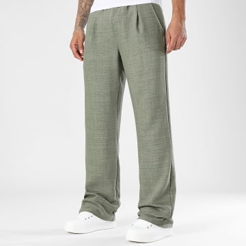 LBO - Pantalon Flare Effet Lin 2460 Vert Kaki