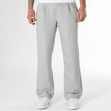 LBO - Pantalon Flare Effet Lin 2462 Gris Chiné
