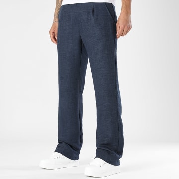 LBO - Pantalon Flare Effet Lin 2463 Bleu Marine
