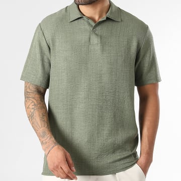 LBO - Polo Manches Courtes Effet Lin 2465 Vert Kaki