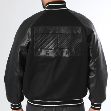 Tommy Jeans - Veste Teddy Simili Cuir TJM Flag Varsity 2557 Noir