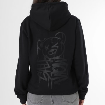 Sale Môme Paris - Sudadera con capucha Mujer Osito Dripping Graffiti Negro