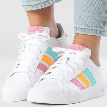 Adidas Sportswear - Sneakers Woman Grand Court 3.0 J KI6502 Footwear White Lucid Tangerine Bliss Pink