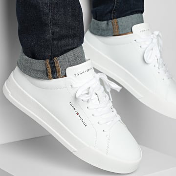 Tommy Hilfiger - Baskets Court Leather Detail Essential 5367 White Succulent Green